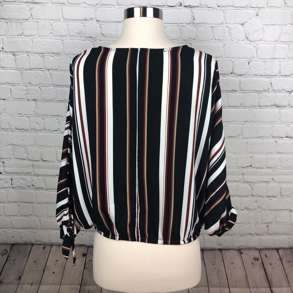 Ganji LA Stripped Wrap Top with Elastic Waist Sz L - Picture 2 of 4